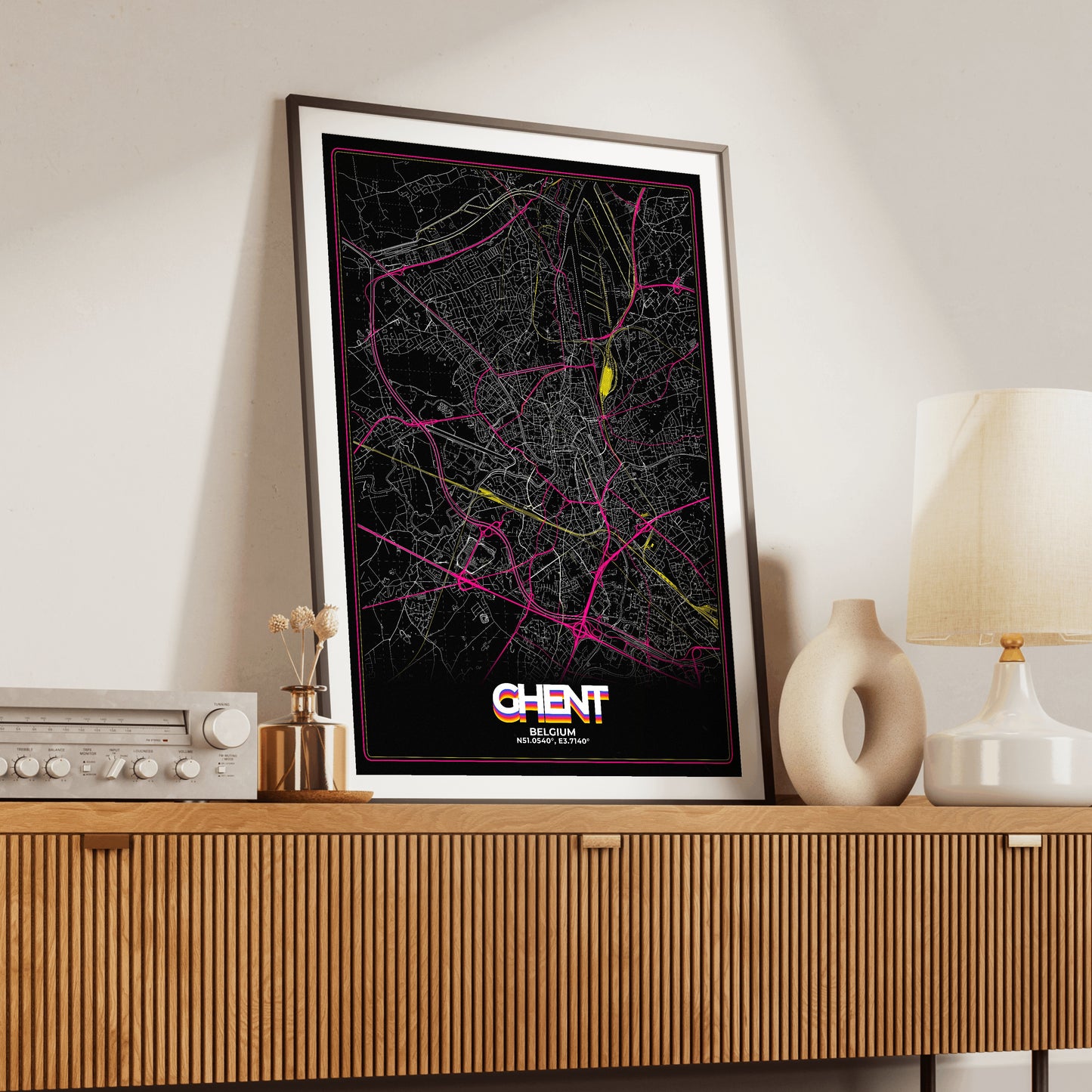 Ghent Retro Map Poster