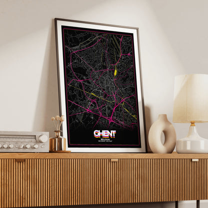 Ghent Retro Map Poster