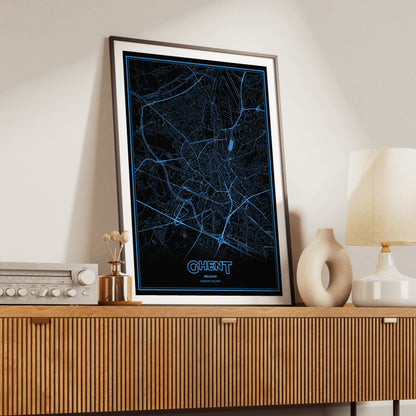 Ghent Phosphor Map Poster - IBM Blue