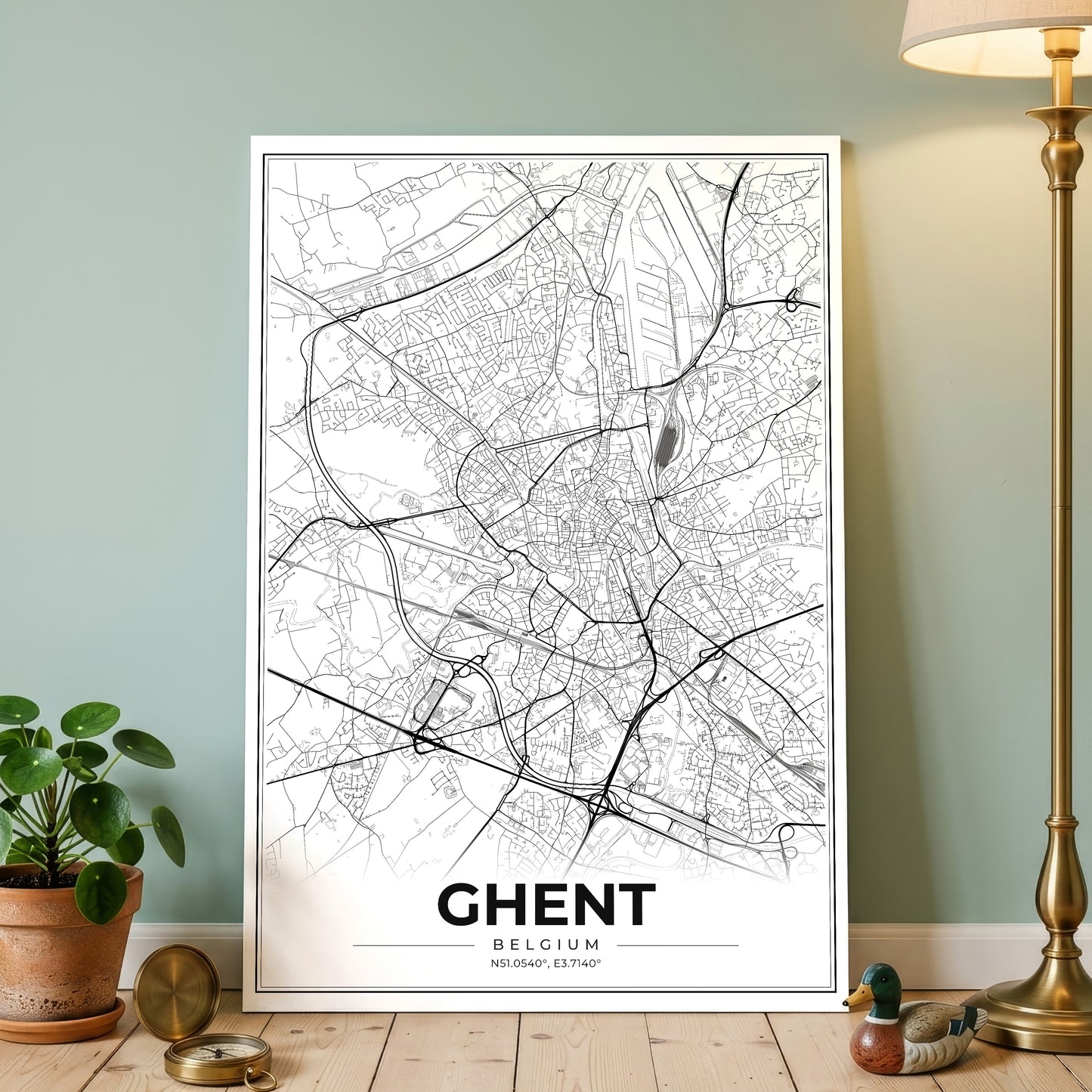 Ghent Modern Map Poster