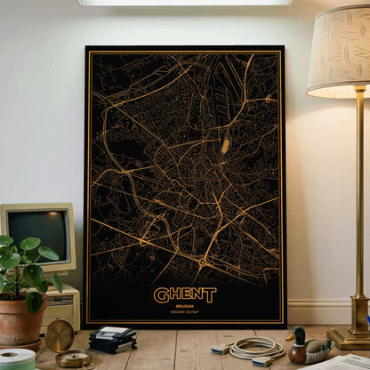 Ghent Phosphor Map Poster - Amber CRT