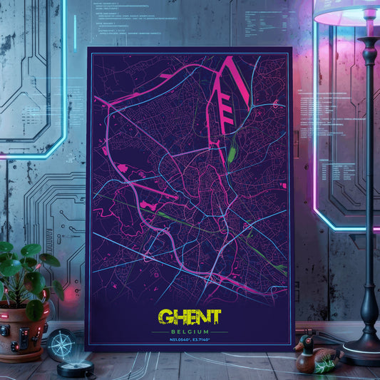 Ghent Cyberpunk Map Poster