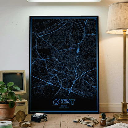 Ghent Phosphor Map Poster - IBM Blue
