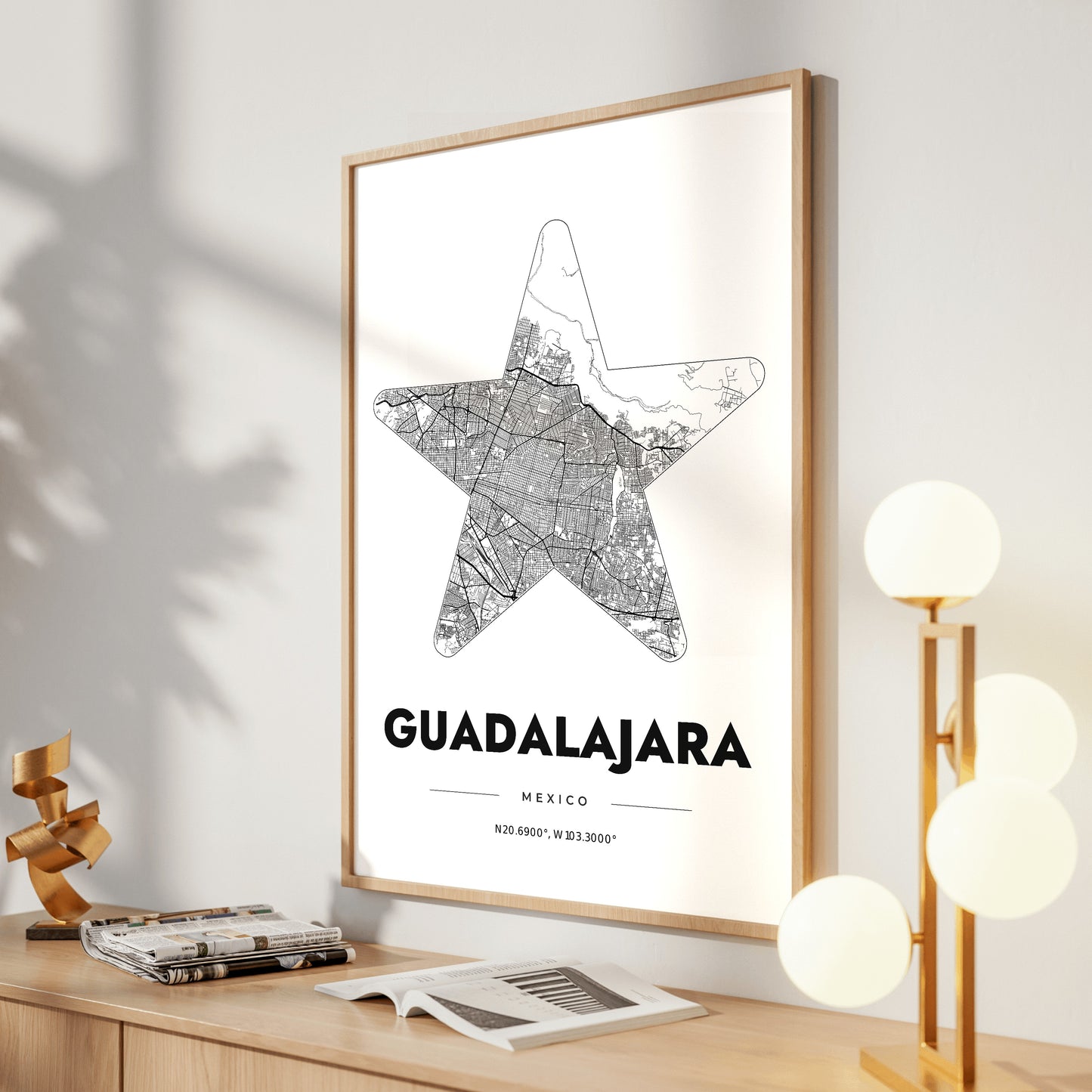 Guadalajara Star Map Poster