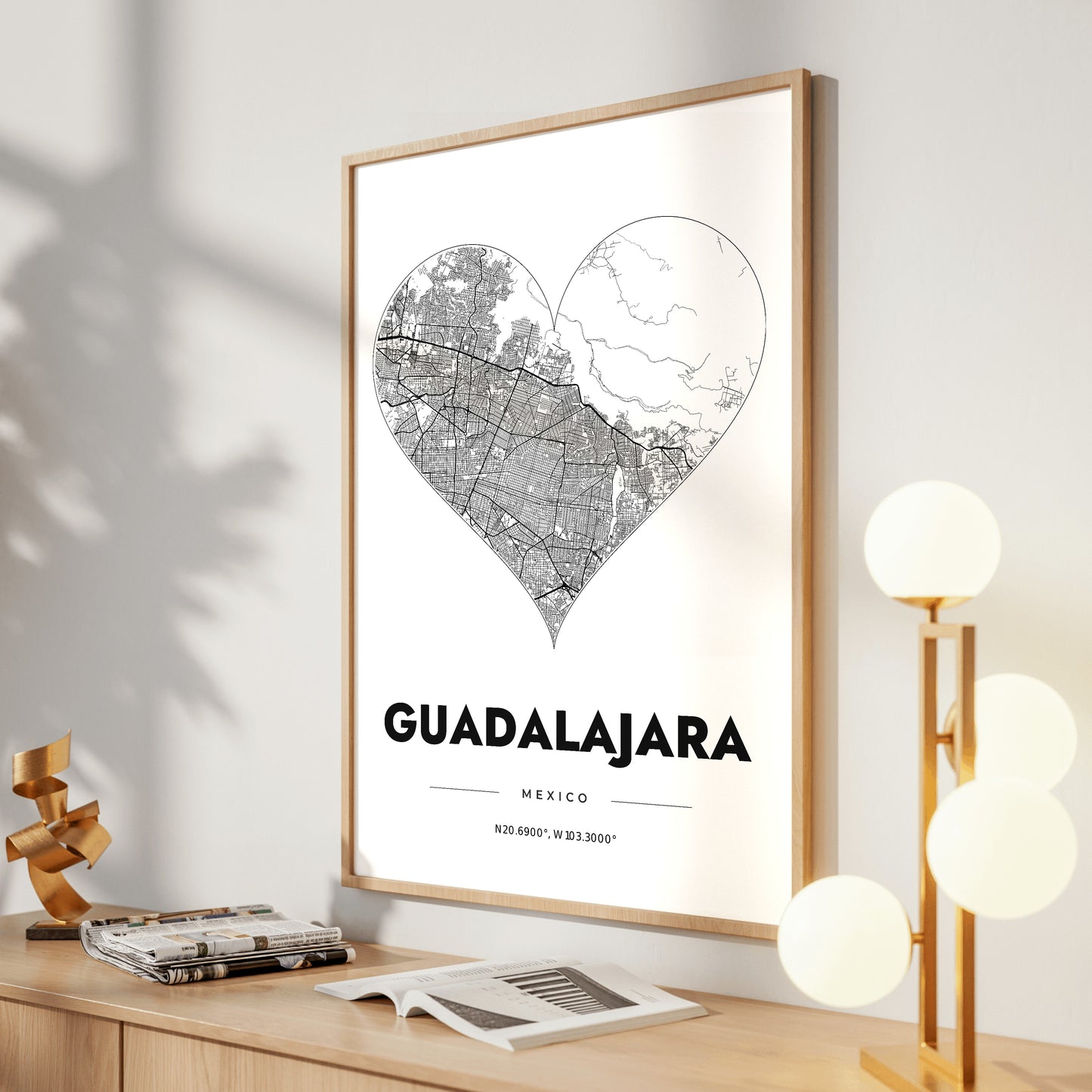 Guadalajara Heart Map Poster