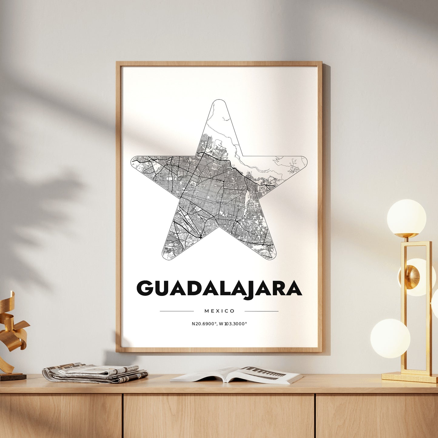 Guadalajara Star Map Poster