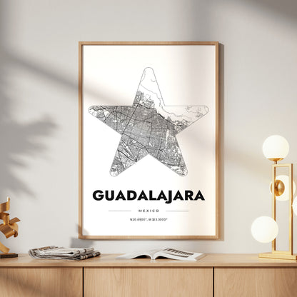 Guadalajara Star Map Poster
