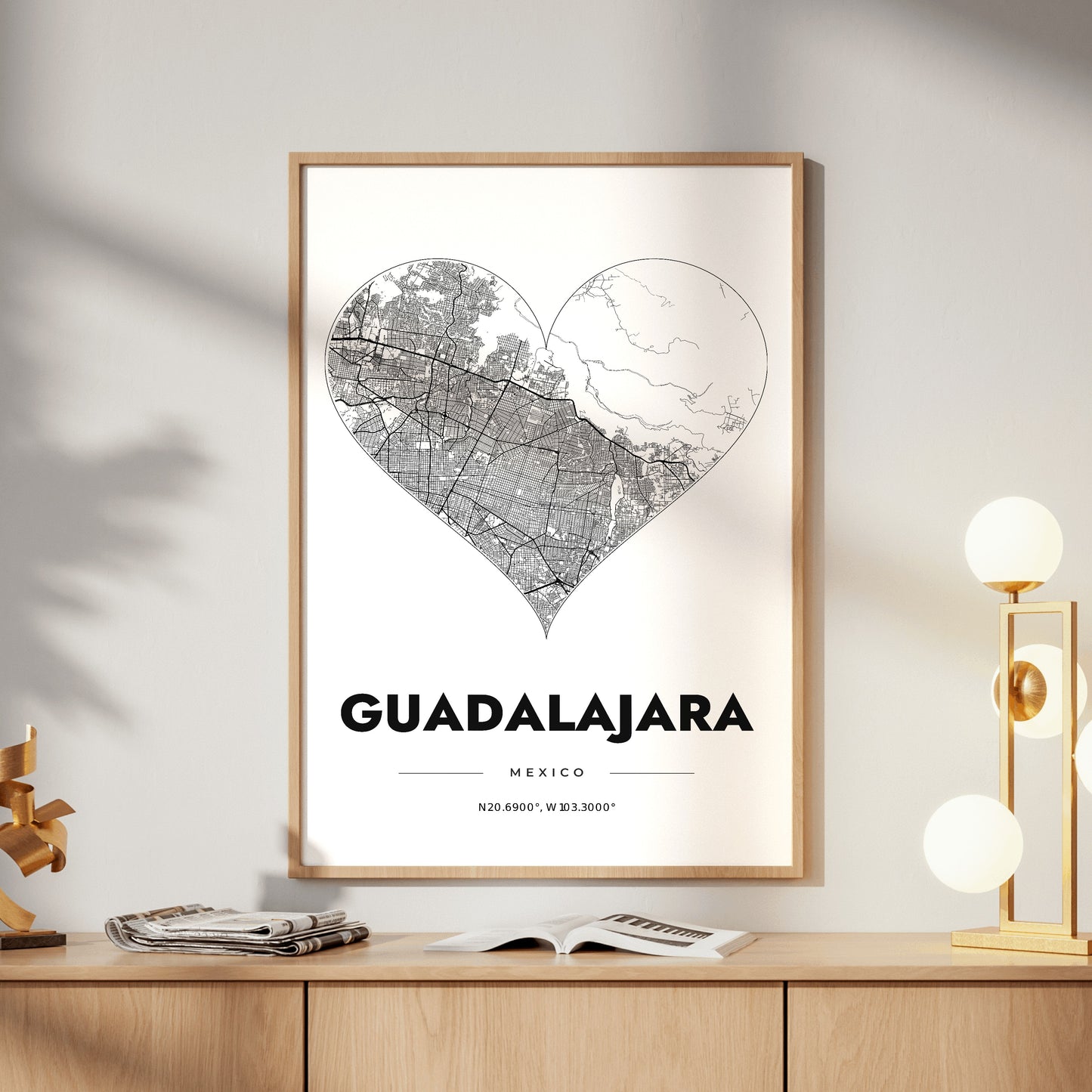 Guadalajara Heart Map Poster