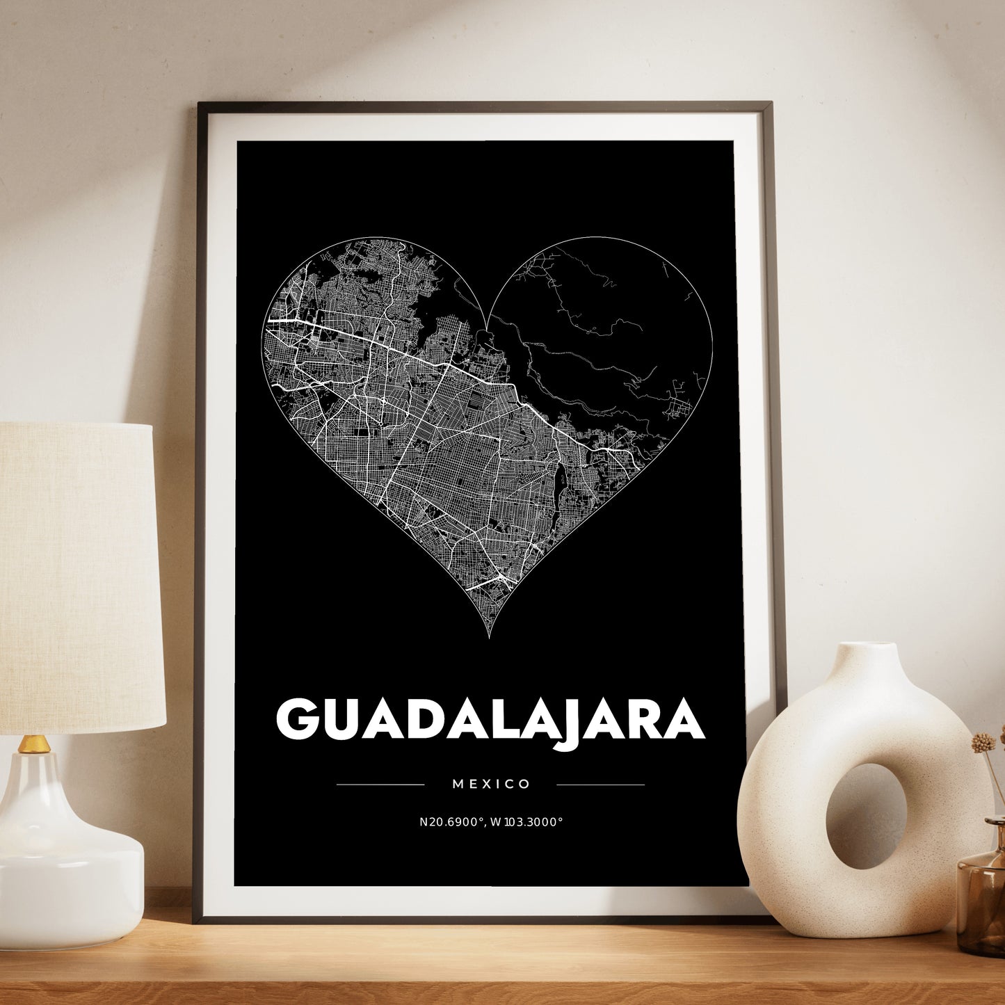 Guadalajara Heart Map Poster