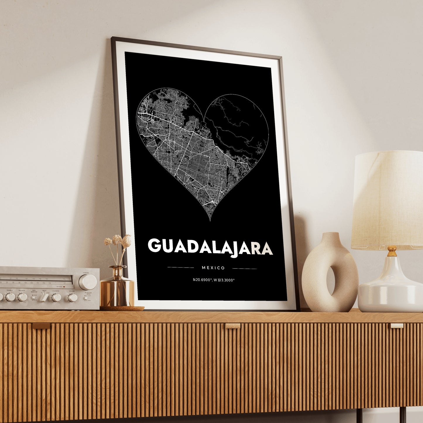 Guadalajara Heart Map Poster