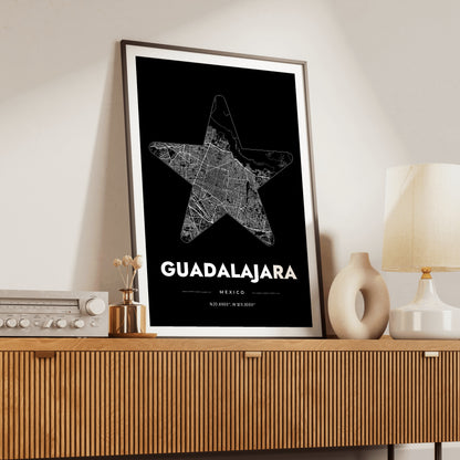 Guadalajara Star Map Poster
