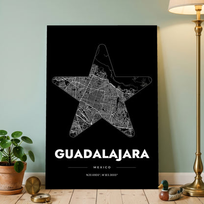 Guadalajara Star Map Poster