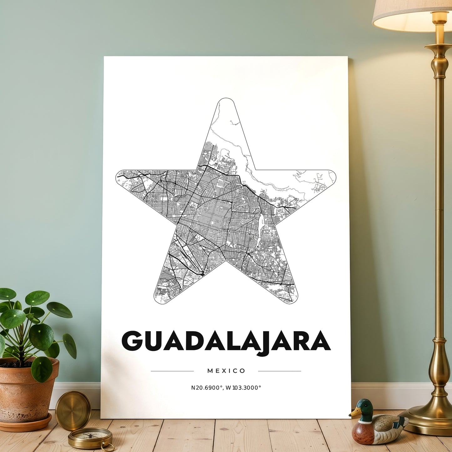 Guadalajara Star Map Poster