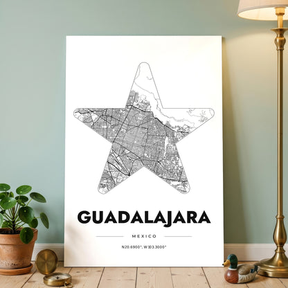 Guadalajara Star Map Poster