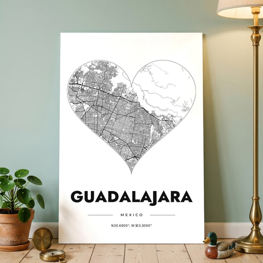 Guadalajara Heart Map Poster