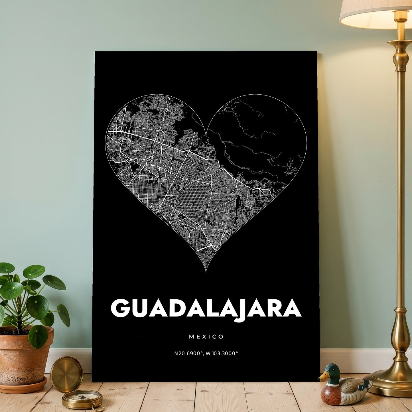 Guadalajara Heart Map Poster