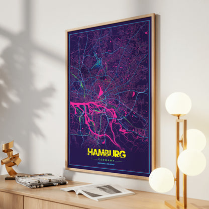 Hamburg Cyberpunk Map Poster