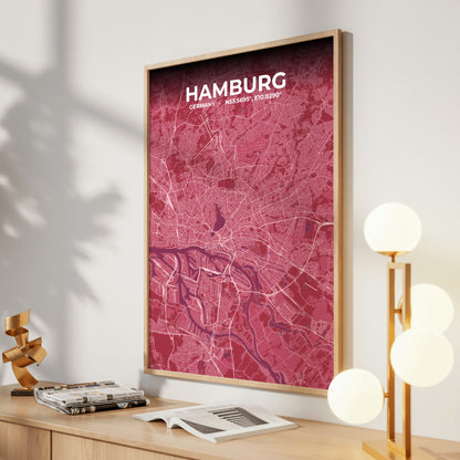 Hamburg Scarlet Map Poster
