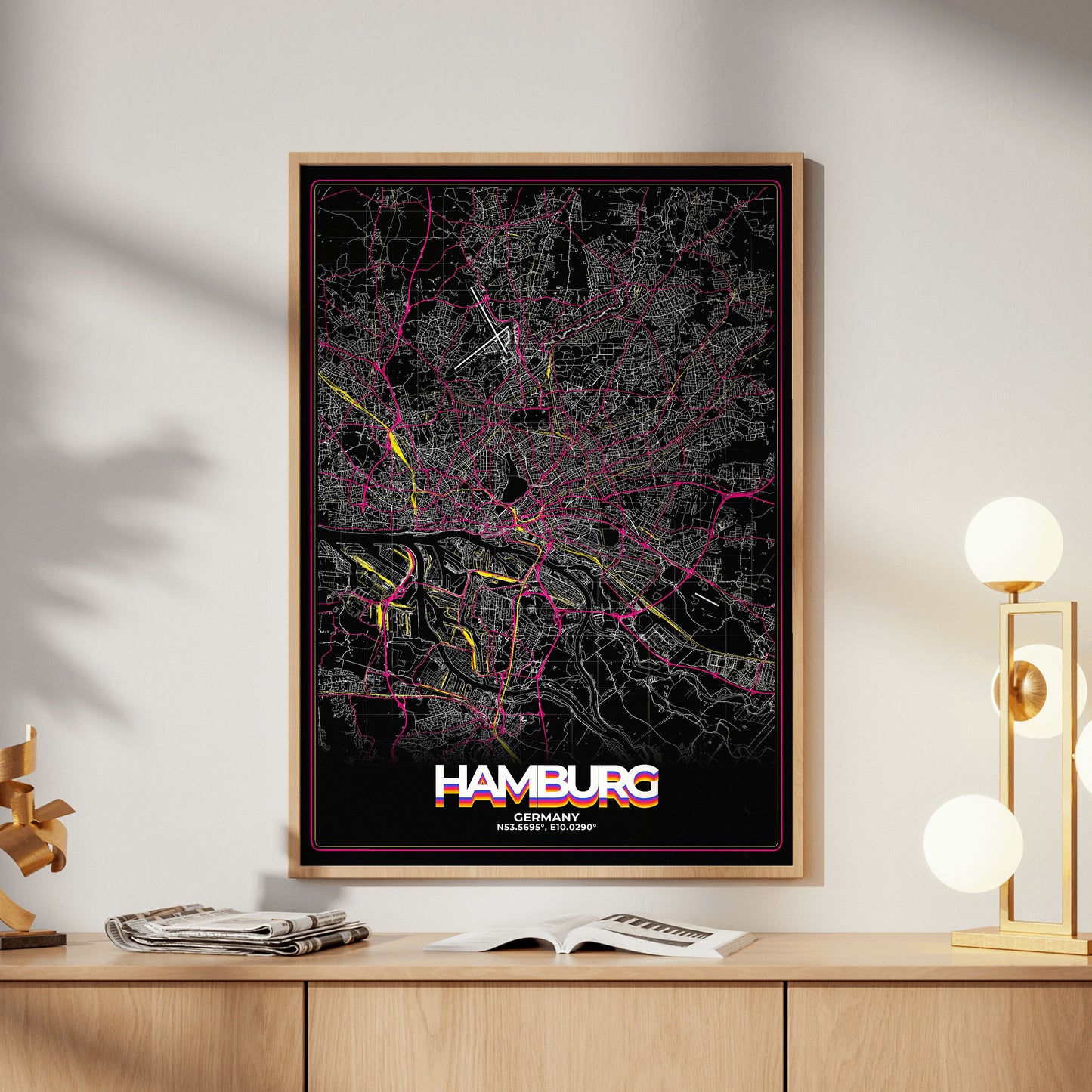 Hamburg Retro Map Poster