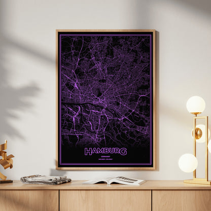 Hamburg Phosphor Map Poster - EGA Violet