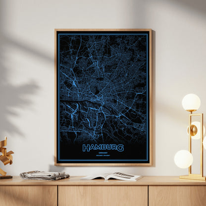 Hamburg Phosphor Map Poster - IBM Blue