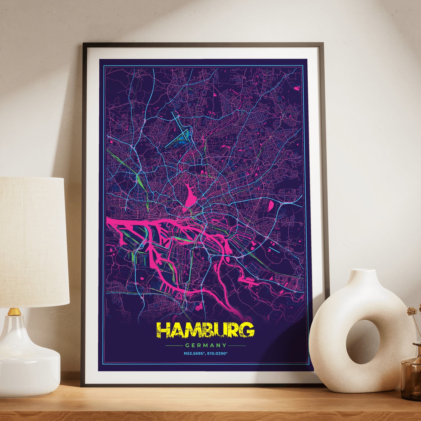 Hamburg Cyberpunk Map Poster