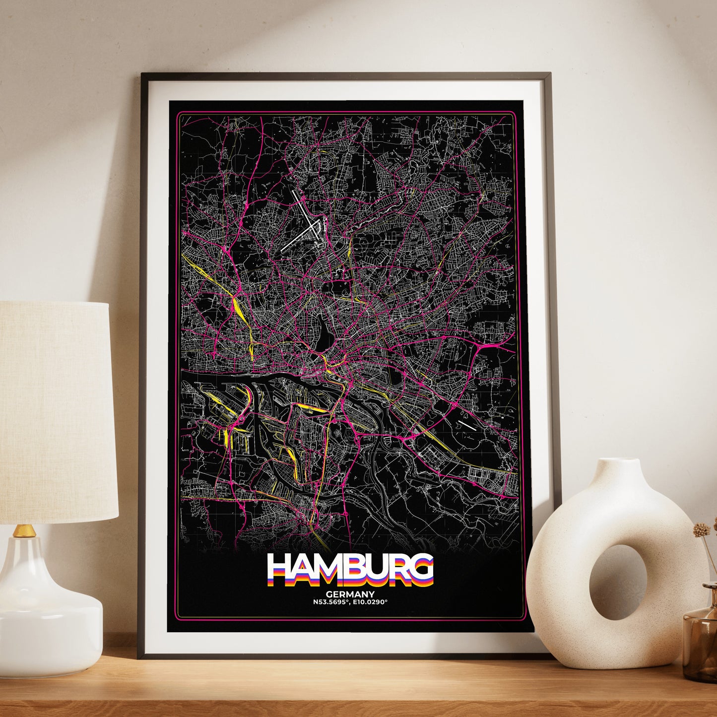 Hamburg Retro Map Poster