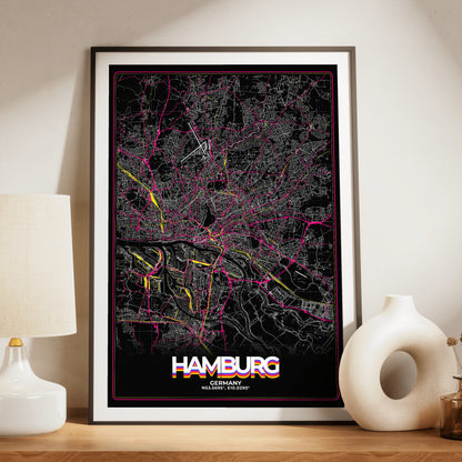 Hamburg Retro Map Poster