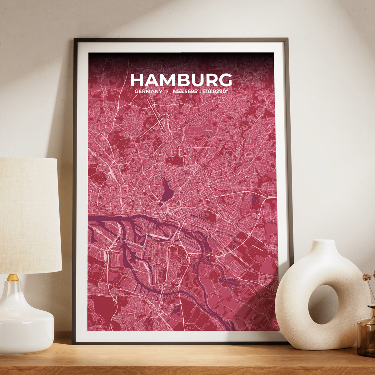Hamburg Scarlet Map Poster