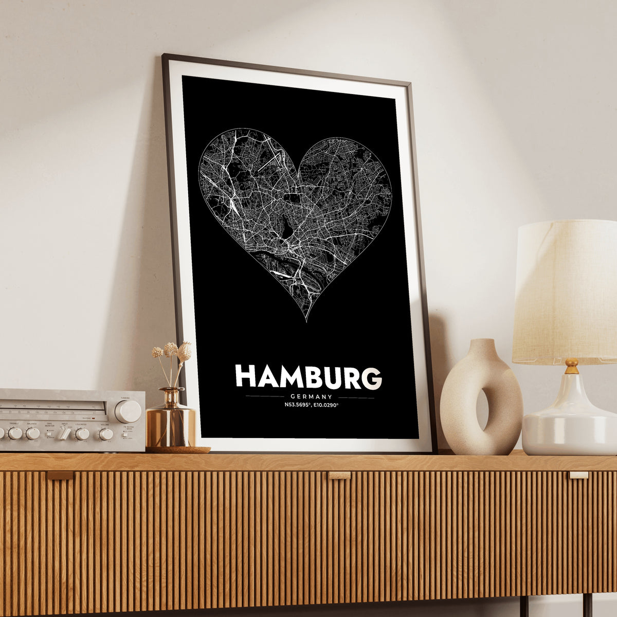 Hamburg Heart Map Poster