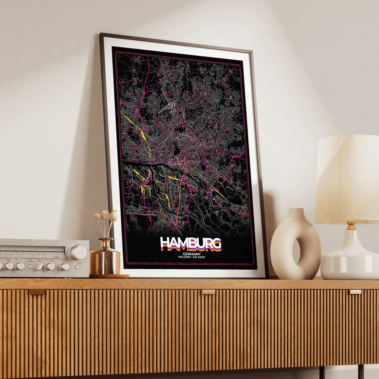 Hamburg Retro Map Poster
