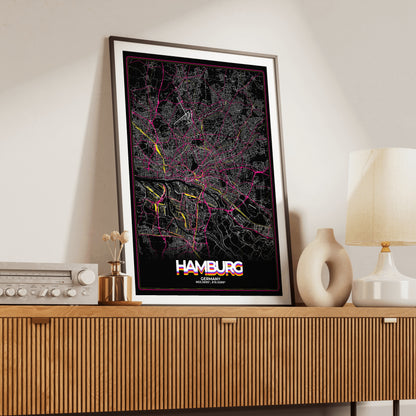 Hamburg Retro Map Poster