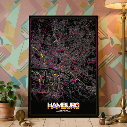 Hamburg Retro Map Poster
