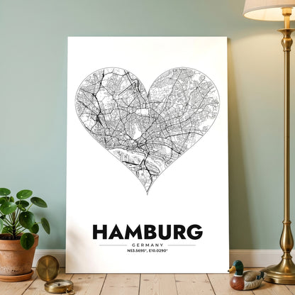 Hamburg Heart Map Poster