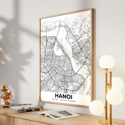 Hanoi Elegant Map Poster