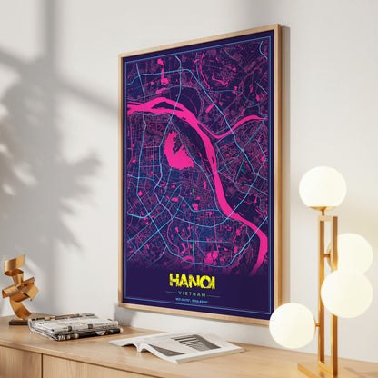 Hanoi Cyberpunk Map Poster