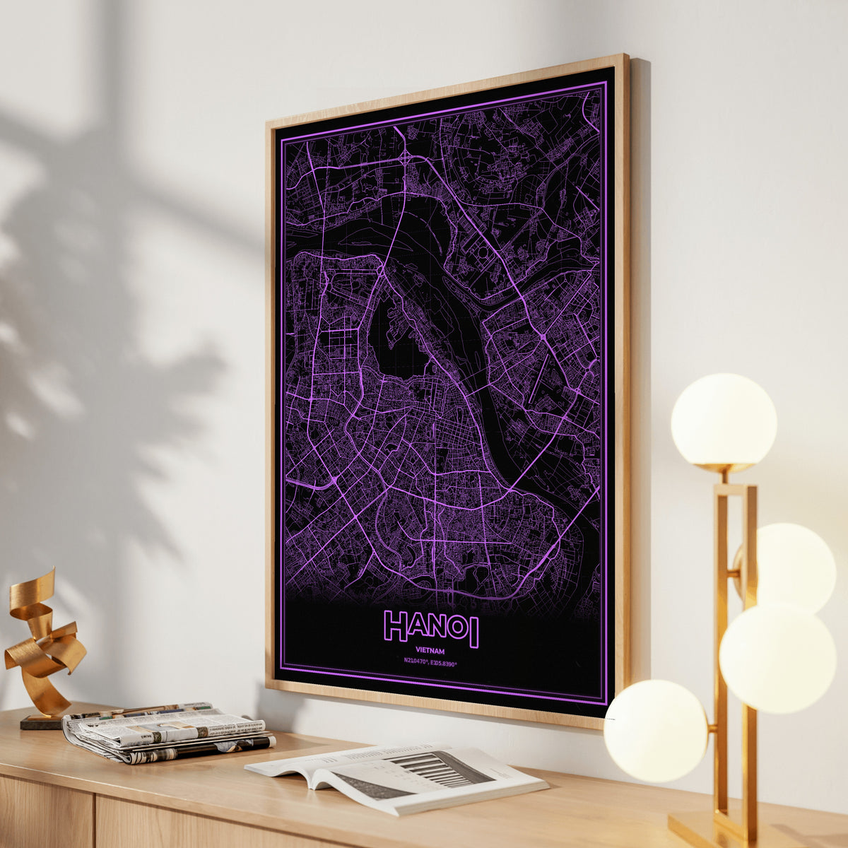 Hanoi Phosphor Map Poster - EGA Violet
