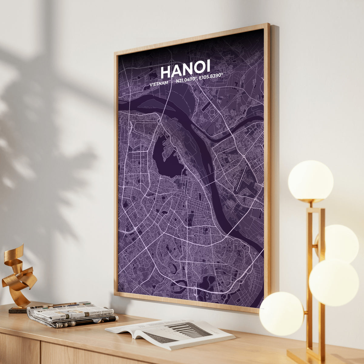 Hanoi Dusk Map Poster