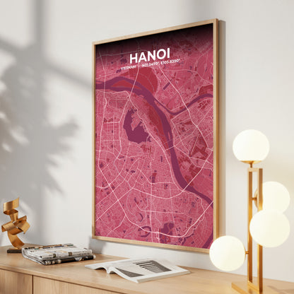 Hanoi Scarlet Map Poster