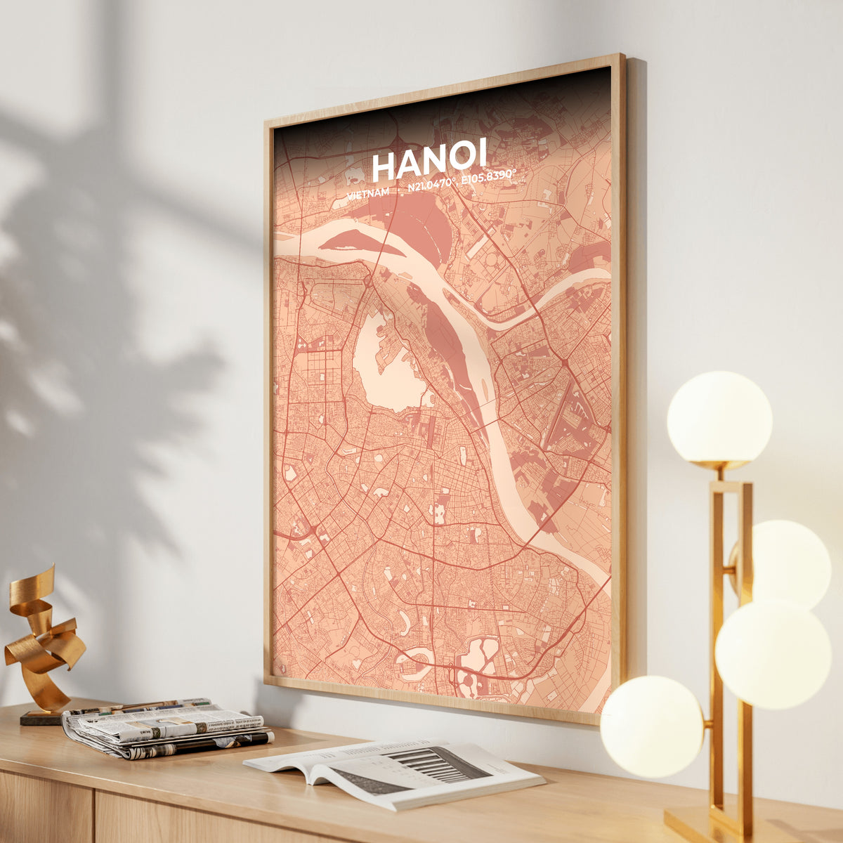 Hanoi Blush Map Poster
