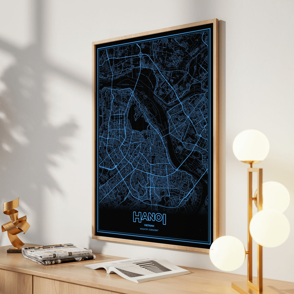 Hanoi Phosphor Map Poster - IBM Blue
