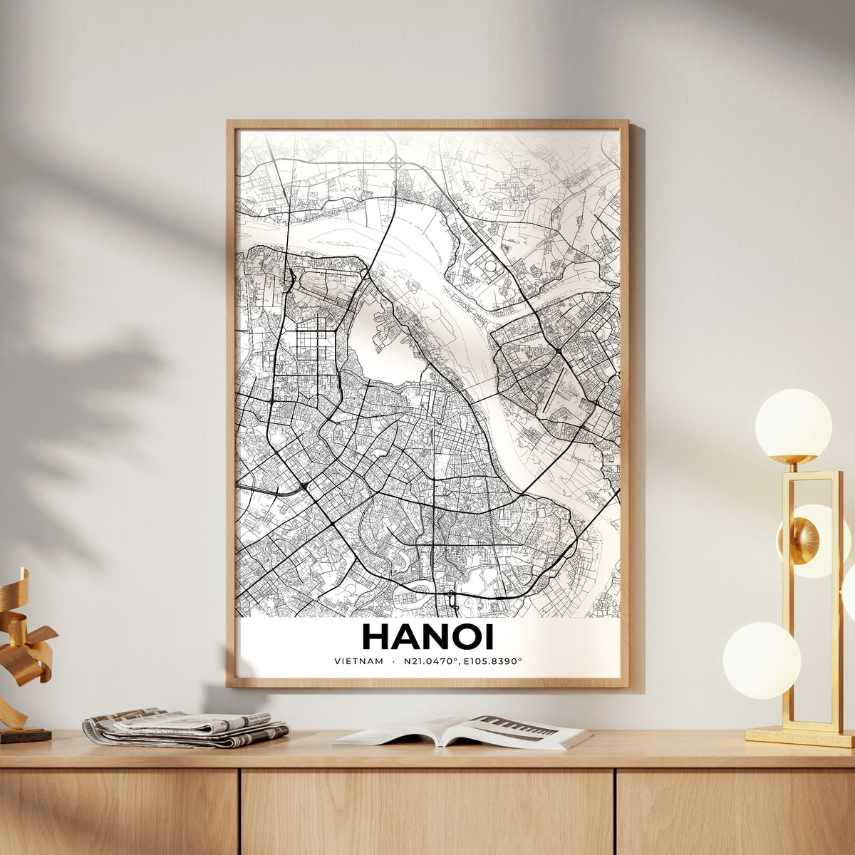 Hanoi Elegant Map Poster