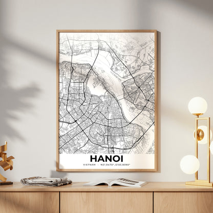 Hanoi Elegant Map Poster