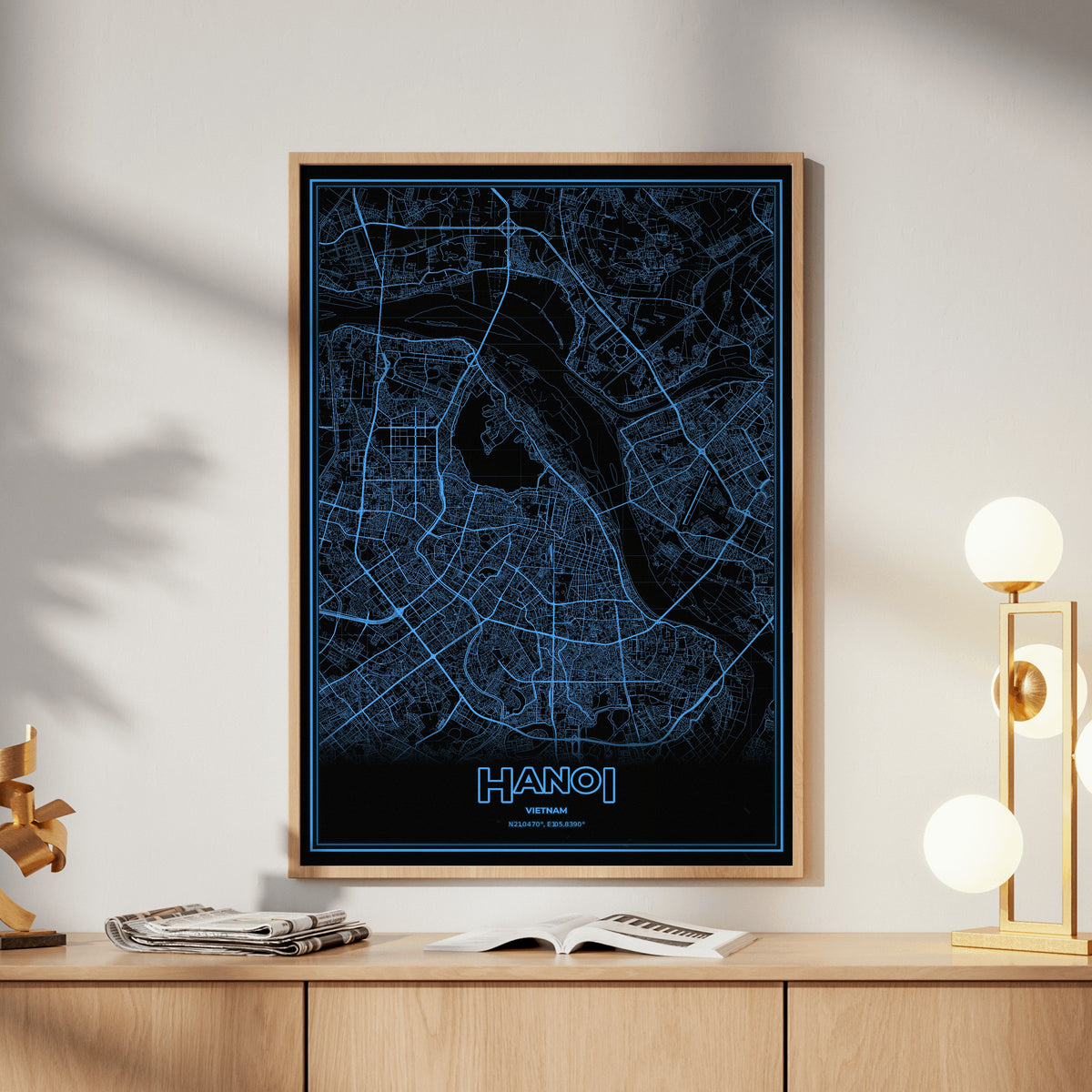 Hanoi Phosphor Map Poster - IBM Blue