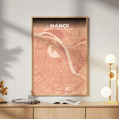 Hanoi Blush Map Poster