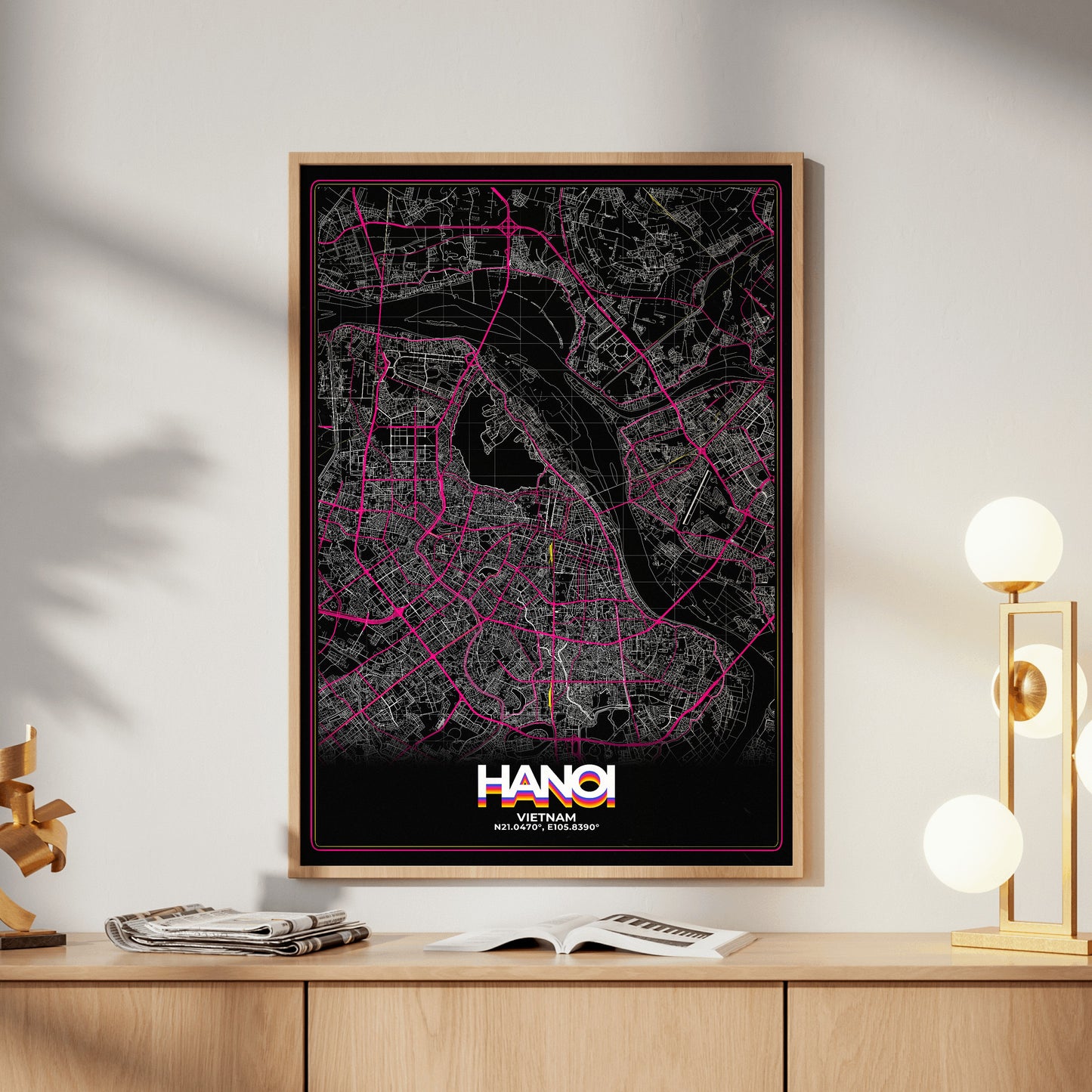 Hanoi Retro Map Poster