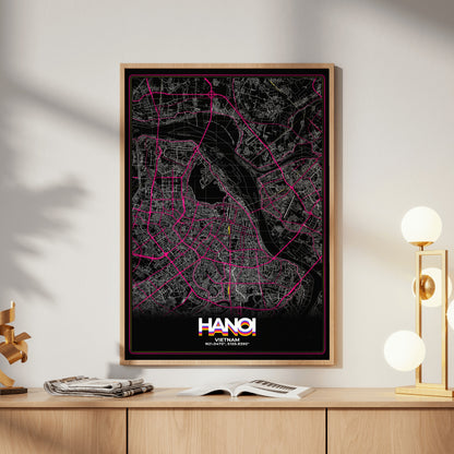 Hanoi Retro Map Poster