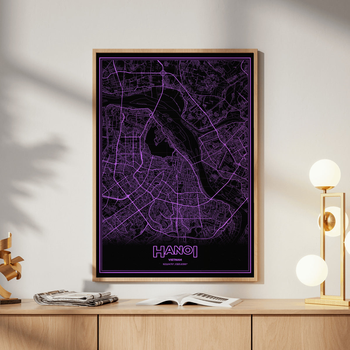 Hanoi Phosphor Map Poster - EGA Violet
