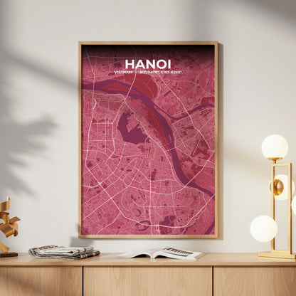Hanoi Scarlet Map Poster