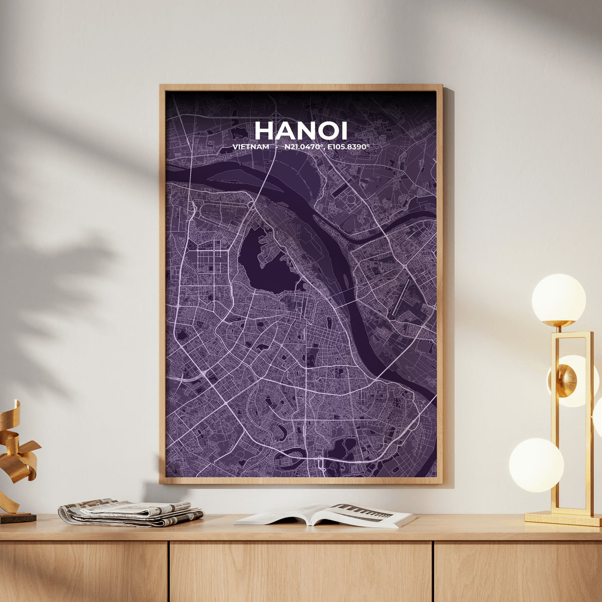 Hanoi Dusk Map Poster